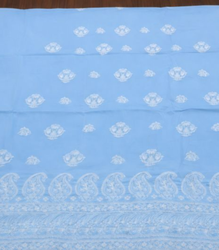 Soft pastel Blue Colour with White threadwork