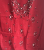 Blood red Colour with white and black thread embroidery.