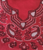Blood red Colour with white and black thread embroidery. - Image 2