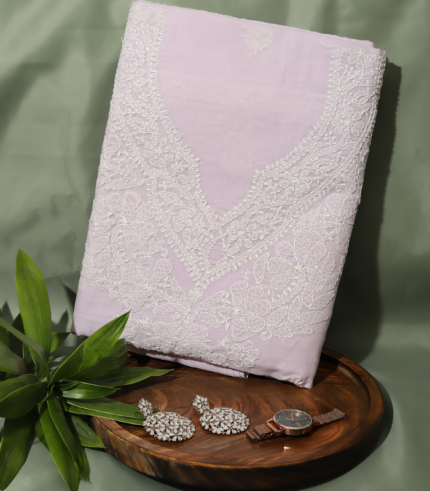 Pure Cotton Heavy Embroidered Suit Set – Soft Lavender Charm