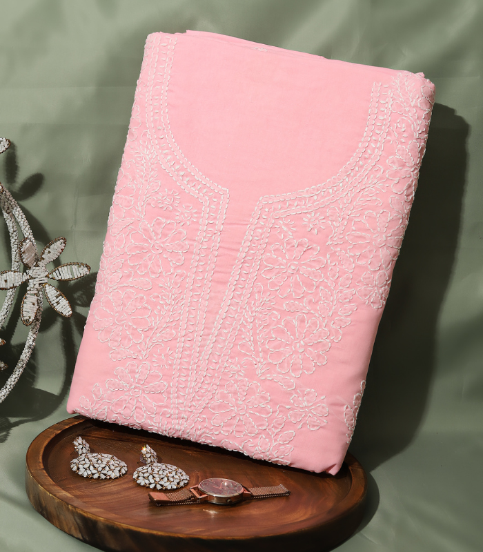 1 Pure Cotton Heavy Embroidered Suit Set – Baby Pink Elegance - Image 1