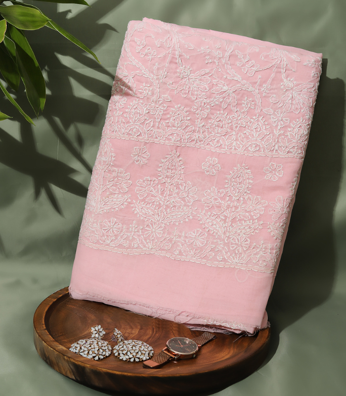1 Pure Cotton Heavy Embroidered Suit Set – Baby Pink Grace - Image 1