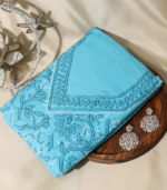 Pure Cotton Heavy Embroidered Suit Set – Aqua Blue Elegance