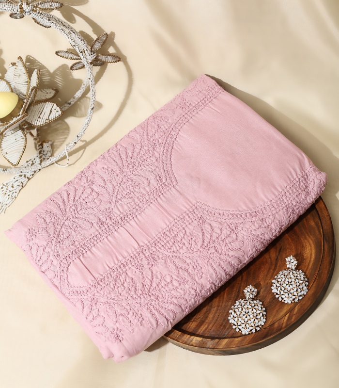 1 Pure Cotton Heavy Embroidered Suit Set – Onion Pink Elegance - Image 1