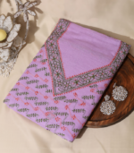 Pure Cotton Lavender Embroidered Suit Set – Subtle Floral Grace
