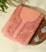 Pure Cotton Peach Embroidered Suit Set – Soft Festive Elegance