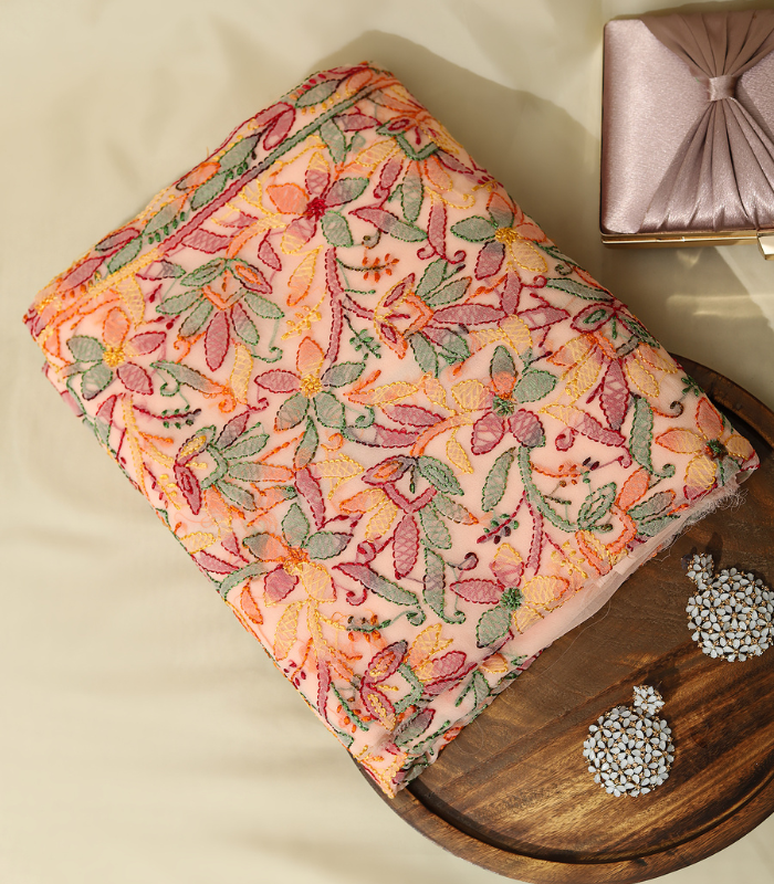 1 Georgette Kurta Set – Elegant Blush Peach Multicolor Ensemble - Image 1