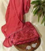 Chanderi Silk Kurta Set – Rich Ruby Red Ensemble - Image 2