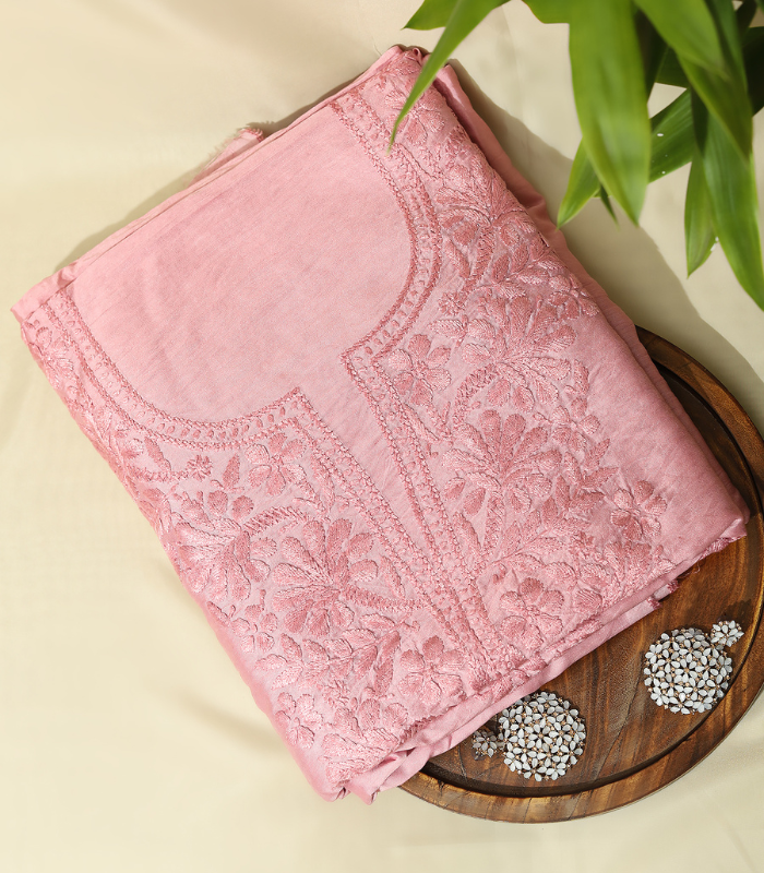 2 Chanderi Silk Kurta Set – Elegant Rani Pink Ensemble - Image 1