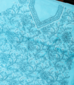 Pure Cotton Heavy Embroidered Suit Set – Aqua Blue Elegance - Image 2