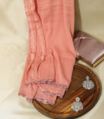 Pure Cotton Dusty Peach Embroidered Suit Set – Soft Royal Grace - Image 3