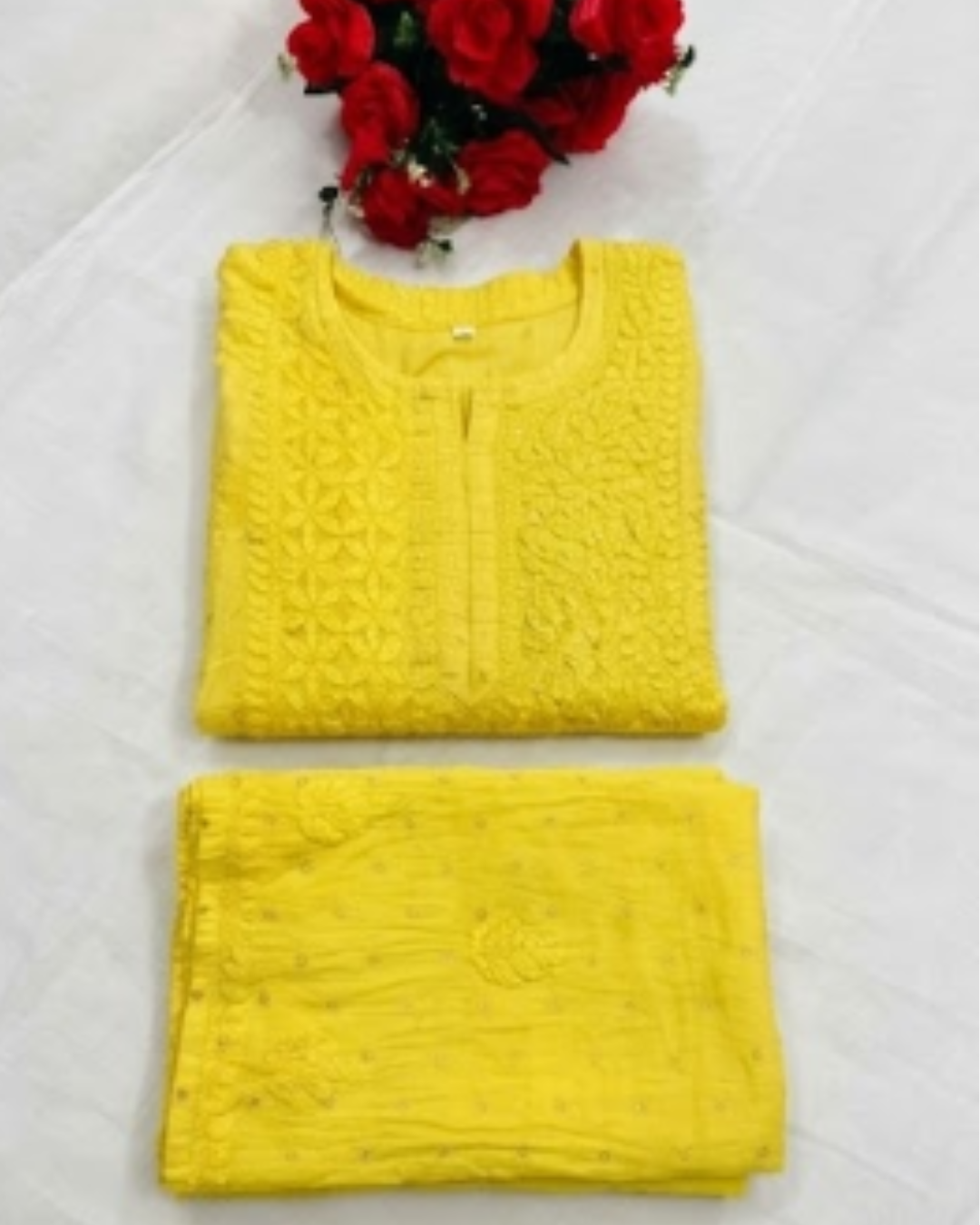 2 Yellow Chanderi Premium Yellow Chanderi Suit Set | Embroidered Ethnic Wear - Image 1