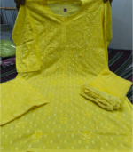 Dobby Cotton Lucknowi Chikankari Kurti with Matching Palazzo Suit (2-Piece Set)