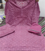 Dobby Cotton Lucknowi Chikankari Kurti with Matching Palazzo Suit (2-Piece Set)