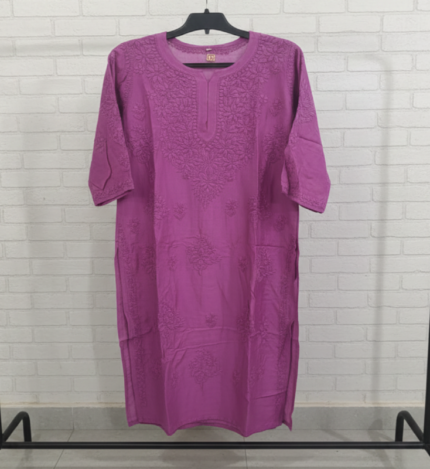 Pure Rani Pink Muslin Cotton Chikankari Kurti – Elegant & Timeless