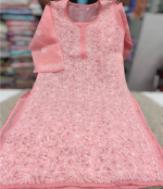 Beautiful Chikankari Cotton Front Jaal Peach Kurti