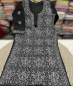 Beautiful Chikankari Cotton Front Jaal Black Kurti