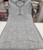 Beautiful Chikankari Cotton Front Jaal Dark Grey Kurti