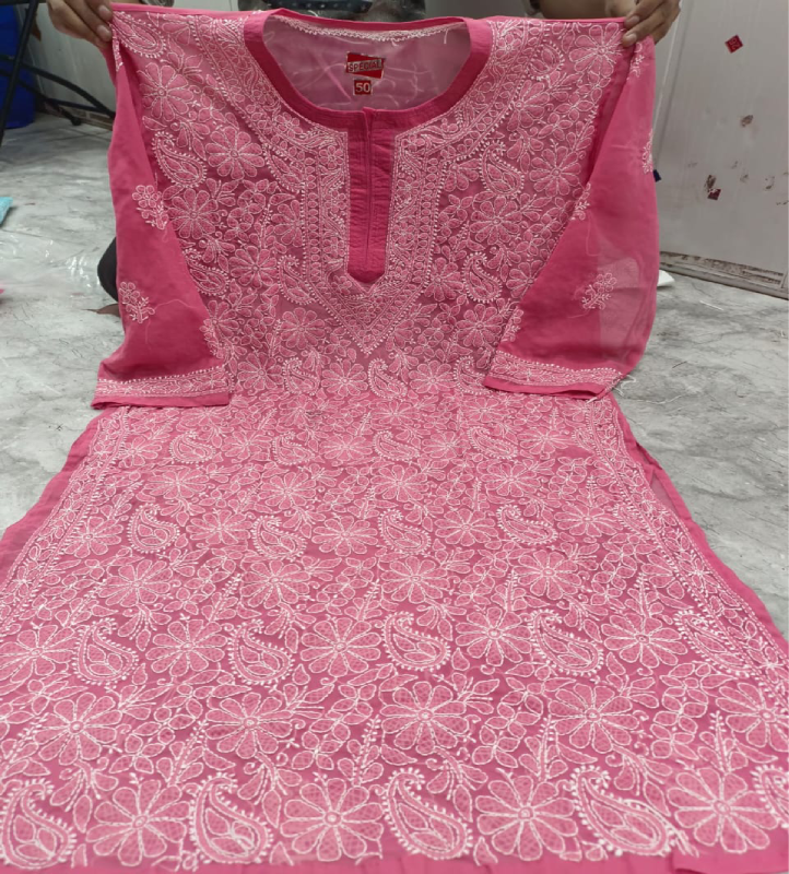 7 Georgett Gazri colour Full Jaal Georgette Gazri colour kurti - Image 1