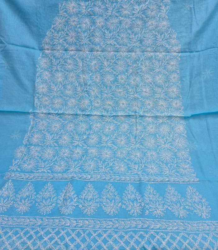 Kota Blue Premium Kota Fabric Blue Kurta + Dupatta Set - Image 1